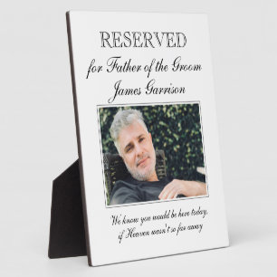 Vader van de Groom Reserved Sign Memorial Wedding Fotoplaat