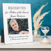 Vader van de Groom Reserved Sign Memorial Wedding Fotoplaat (Zijkant)