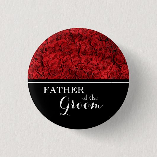 "Vader van de Groom" Roodrozen voor het huwelijk Ronde Button 3,2 Cm (Voorkant)