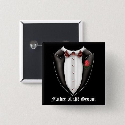 Vader van de Groom Tuxedo-Button Vierkante Button 5,1 Cm (Voorkant /achterkant)