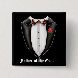 Vader van de Groom Tuxedo-Button Vierkante Button 5,1 Cm
