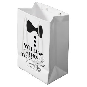 Vader van de Groom Wedding Gift Bag met zwart Stro Medium Cadeauzakje