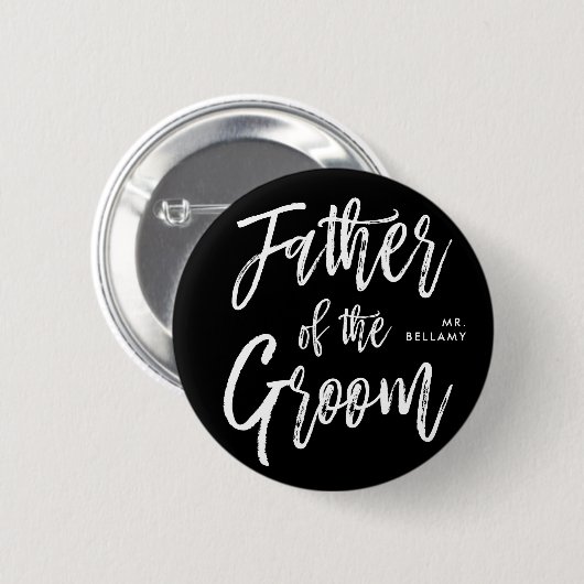 Vader van de Groom | Zwart handschrift tegen het s Ronde Button 5,7 Cm (Voorkant /achterkant)