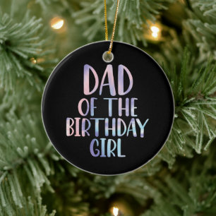 Vader van de jarige meid Tie Dye Kleurrijke Verjaa Keramisch Ornament