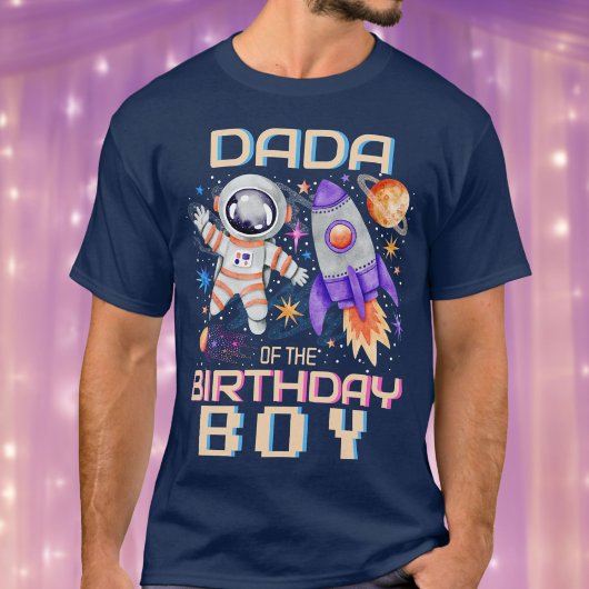 Vader van de verjaardag Boy Rocket & Astronaut Spa T-shirt