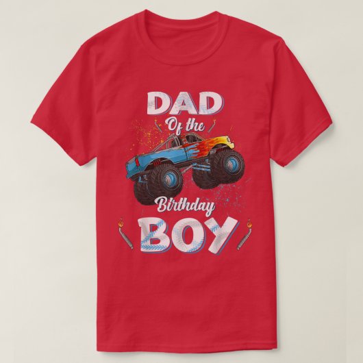 Vader Van De Verjaardag Jongen Monster Truck Verja T-shirt (Design voorkant)