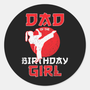 Vader van de verjaardag Karate Taekwondo Meisje Ma Ronde Sticker