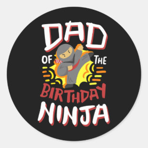 Vader van de verjaardag Ninja Karate Kinder Bday P Ronde Sticker