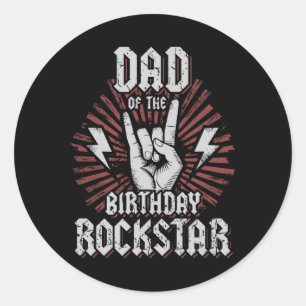 Vader van de verjaardag Rockstar bijpassende Rocke Ronde Sticker