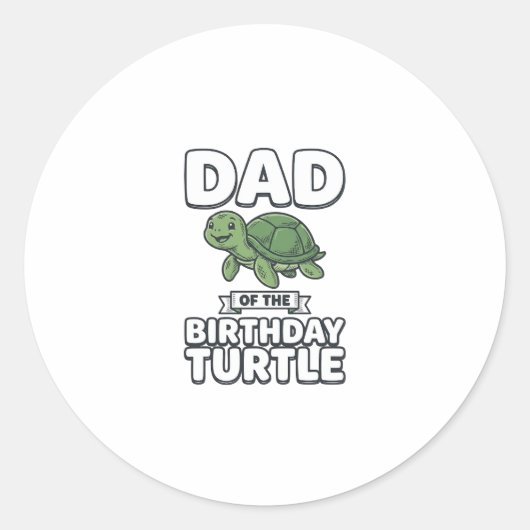 Vader van de verjaardag schildpad Funny Turtle Vad Ronde Sticker (Voorkant)