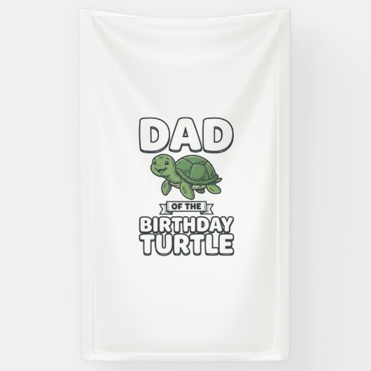 Vader van de verjaardag schildpad Funny Turtle Vad Spandoek (Verticaal)