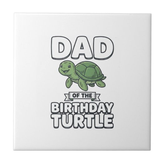 Vader van de verjaardag schildpad Funny Turtle Vad Tegeltje (Voorkant)