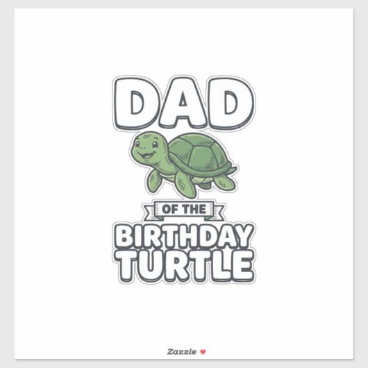 Vader van de Verjaardag Schildpad Grappige Schildp Sticker (Vel)