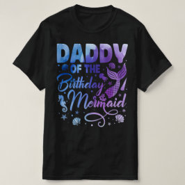 Vader van de Verjaardag Zeemeermin Waterverf T-shirt