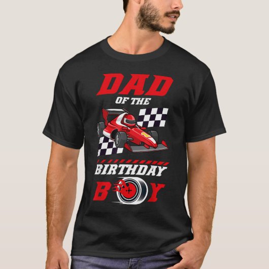 Vader Van De Verjaardags Pit Crew Race Auto T-shirt (Voorkant)