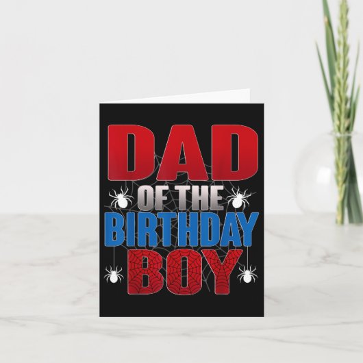 Vader van de verjaardagsjongen Funny Spider Bday F Kaart (Voorkant)