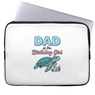 Vader van de verjaardagsmeisjes zeeschildpad vinta laptop sleeve
