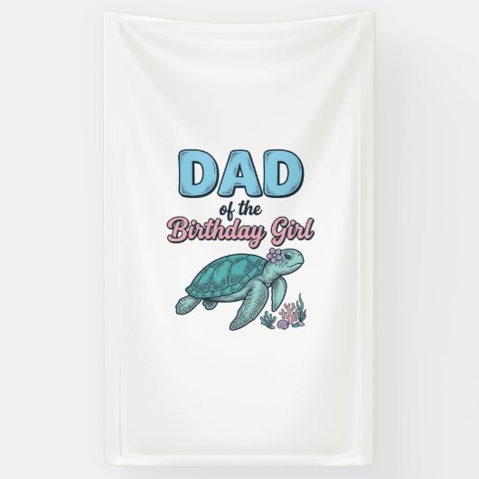 Vader van de Verjaardagsmeisjes Zeeschildpad Vinta Spandoek (Verticaal)