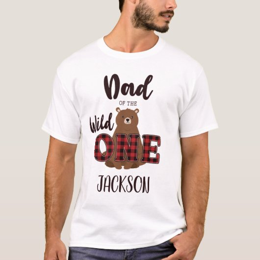 Vader van de Wild ONE Plaid Beer verjaardagsfeestj T-shirt (Voorkant)