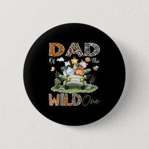 Vader van de Wild One Safari Truck 1st Birthday Bo Ronde Button 5,7 Cm