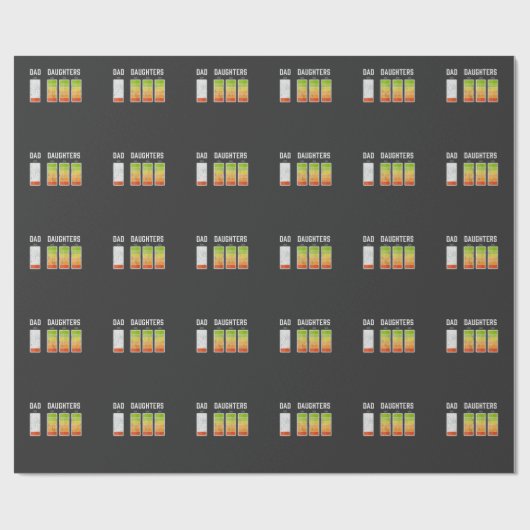Vader van drie dochters met lage batterijduur cadeaupapier (Vlak)