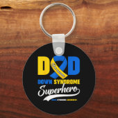 Vader van een geweldige Downsyndroom superheld zon Sleutelhanger (Voorkant)