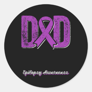 Vader van een krijger epilepsie vader Paarse lint  Ronde Sticker