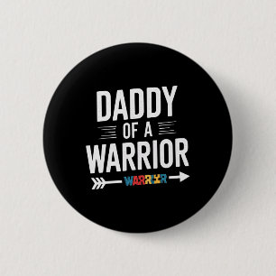 Vader van een krijger familie papa wereld autisme  ronde button 5,7 cm