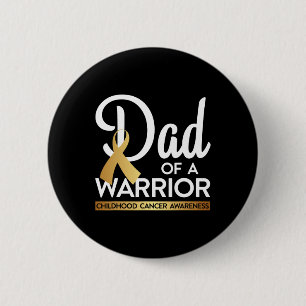Vader Van Een Krijger Kinderkanker Gouden Lint Ronde Button 5,7 Cm