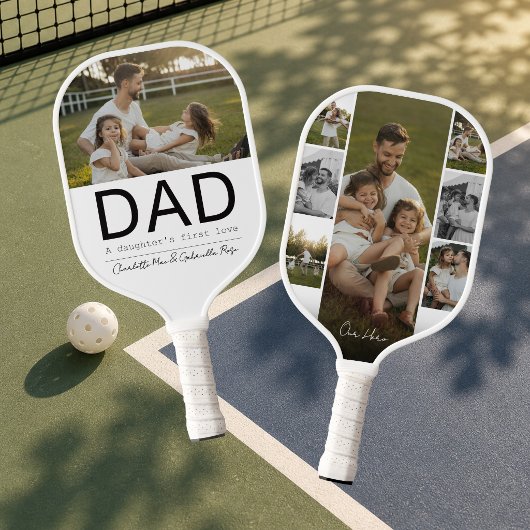 Vader van een Meisje Dochter Vaderdag Collage 8 Fo Pickleball Paddle