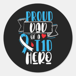Vader van een T1D-hero type 1 diabetes vader waren Ronde Sticker