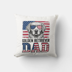 Vader van Golden Retriever Patriottische Vintage H Kussen