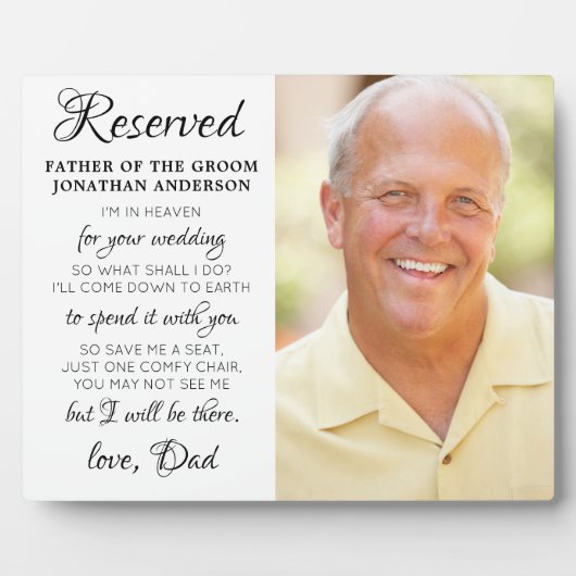 Vader van Groom Photo Heaven Memorial Wedding Fotoplaat (Voorkant)