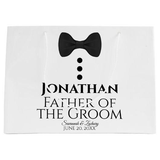 Vader van Groom Wedding Gift Bag Black Stropdas Gr Groot Cadeauzakje (Voorkant)