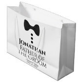 Vader van Groom Wedding Gift Bag Black Stropdas Gr Groot Cadeauzakje (Voorkant Gekanteld)