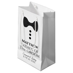 Vader van Groom Wedding Gift Bag Black Stropdas Sm Klein Cadeauzakje