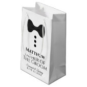 Vader van Groom Wedding Gift Bag Black Stropdas Sm Klein Cadeauzakje (Achterkant Gekanteld)
