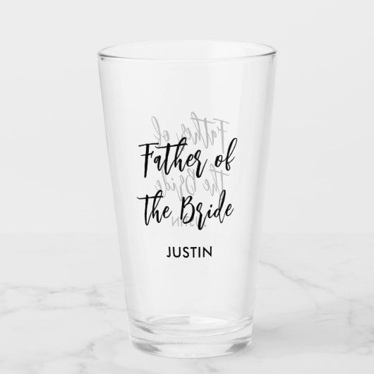 Vader van het Bride Black White Wedding Glas (Voorkant)