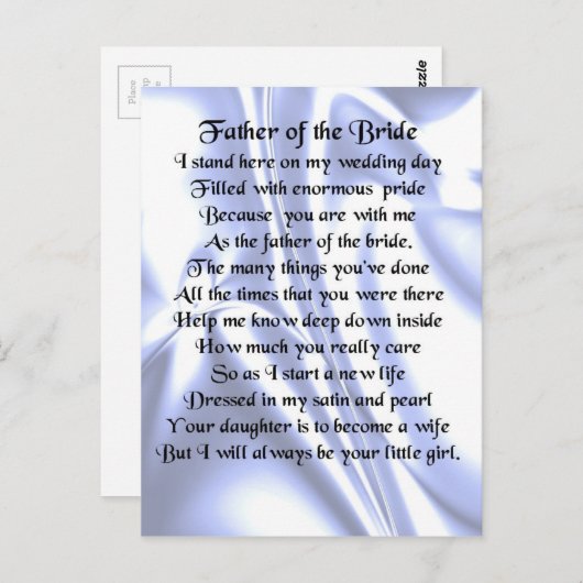 Vader van het Bride-gedicht - Blauwe zijde Briefkaart (Voorkant / Achterkant)