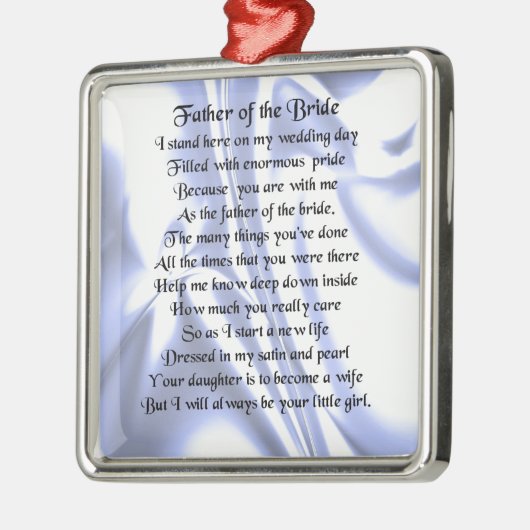 Vader van het Bride-gedicht - Blauwe zijde Metalen Ornament (Links)