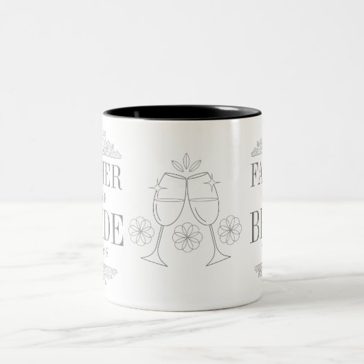 Vader van het bruid Rustic gray Wedding Monogram Tweekleurige Koffiemok (Center)