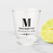 Vader van het bruinmonogram huwelijk shot glas (Voorkant)