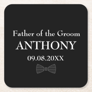 Vader van het Groom Black Custom Gifts Wedding Kartonnen Onderzetters