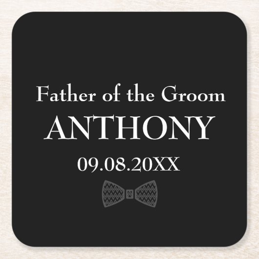 Vader van het Groom Black Custom Gifts Wedding Kartonnen Onderzetters (Voorkant)