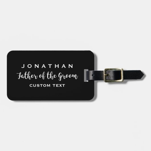 Vader van het Groom Custom Wedding Modern Monogram Bagagelabel (Voorkant horizontaal)