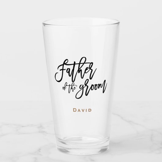 Vader van het Groom script typografie/naam/cadeau Glas (Voorkant)