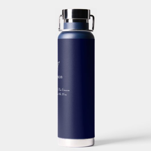 Vader van het groom Wedding Gift Cool Monogram Waterfles (Achterkant)