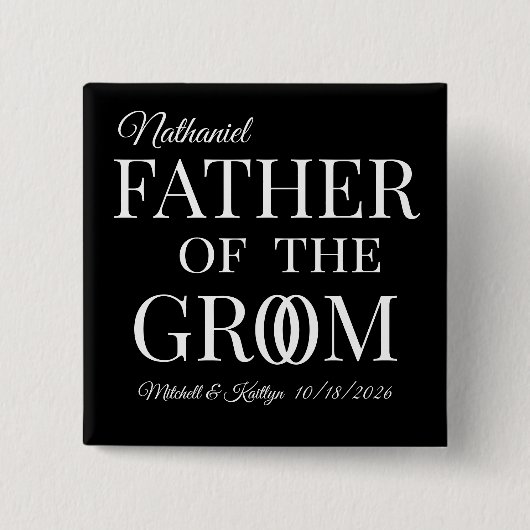 Vader van het Groom Wedding Vierkante Button 5,1 Cm (Voorkant)