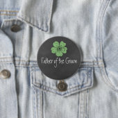Vader van het Groom Wild Green Rozen Chalkboard Ronde Button 7,6 Cm (In situ)
