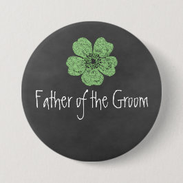 Vader van het Groom Wild Green Rozen Chalkboard Ronde Button 7,6 Cm